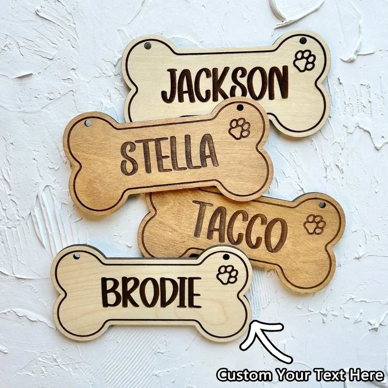 Pet Portrait Custom - 5PCS Custom Wooden Dog Tag -