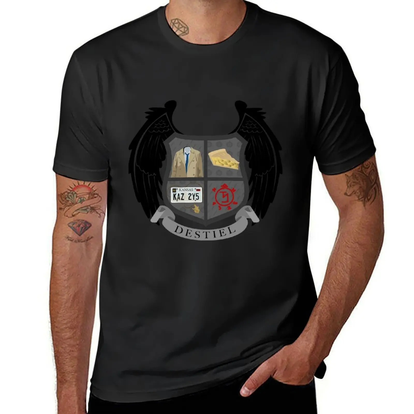 Destiel coat of arms T-Shirt shirts graphic tees sports fans blacks big and tall t shirts for men