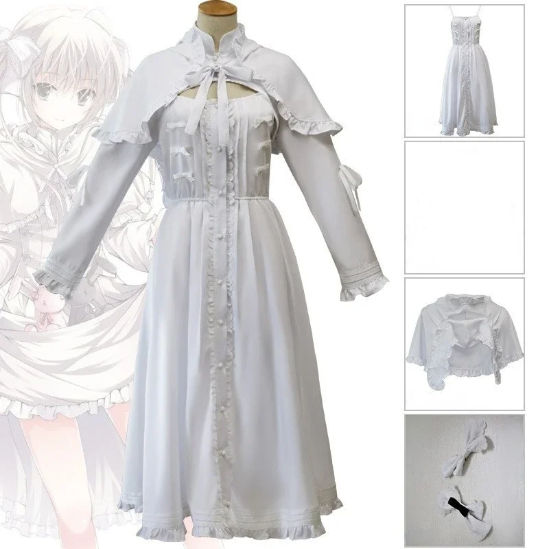 

Косплей-платье Yosuga no Sora Kasugano Sora Lolita с аниме принтом, белое платье из натурального хлопка, парик для вечеринки