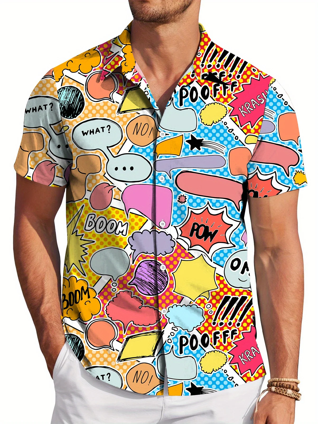

Hawaiian Men's Casual Fashion Short Sleeve Shirt New Pattern Novel Color Bright and Versatile 2025