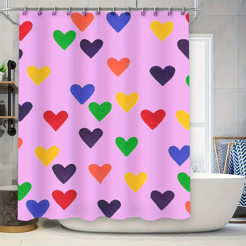 

Adorable Bathing Dog Shower Curtain Blue Polka Dot Design with Duck Floats