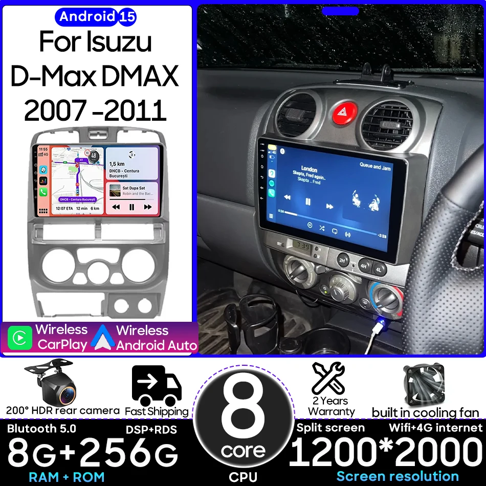 

Android 15 для Isuzu D-Max DMAX 2007-2011, автомобильный мультимедийный плеер, Carplay, авто головное устройство, радио, видео, стереонавигация, GPS 2din