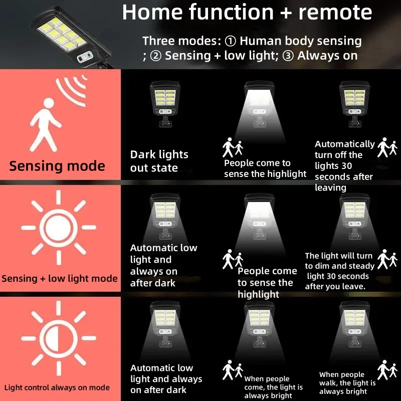 Outdoor Solar Lights Easy To Install Energy Saving Courtyard Garden Street Waterproof Motion Sensor Solar Lights Remote Control