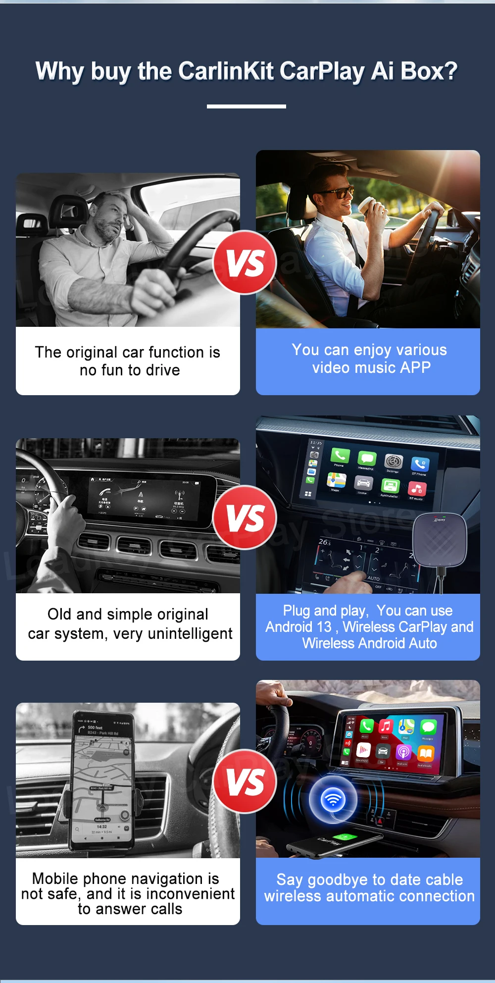 Carlinkit Plus QCM 6125 64G Android 13 CarPlay Ai Android Tv Box Wireless CarPlay Android Auto For Netflix YouTube Spotify IPTV
