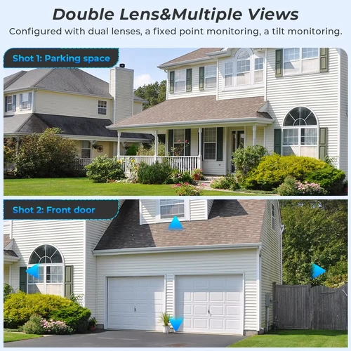 Imagen 2 del producto Cámara exterior de doble lente Wifi 4K, 8MP, Zoom 10X, pantallas duales HD, cámara IP PIZ, visión nocturna, protección de seguridad, aplicación P6Slite