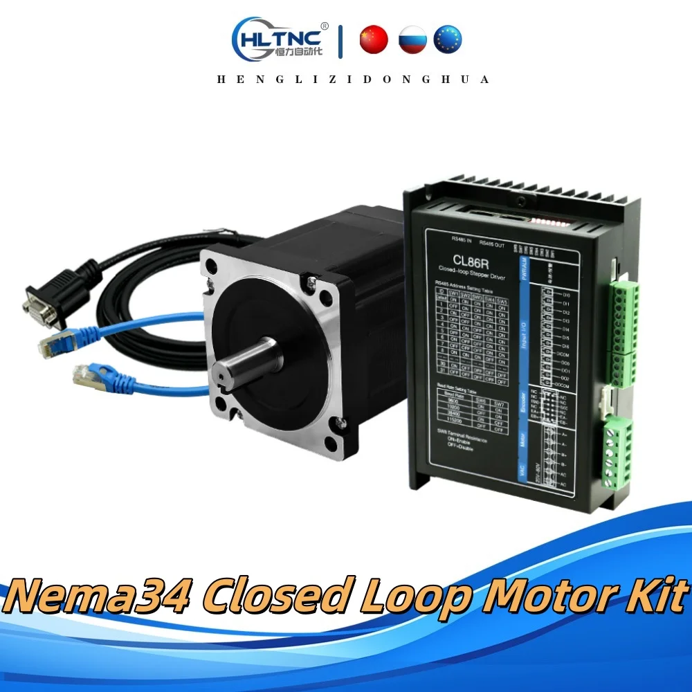 

HLTNC Nema34 Closed Loop Hybrid Step-servo Motor Kit With CL86R RS485 Network Modbus RTU Driver For CNC engraving machine router
