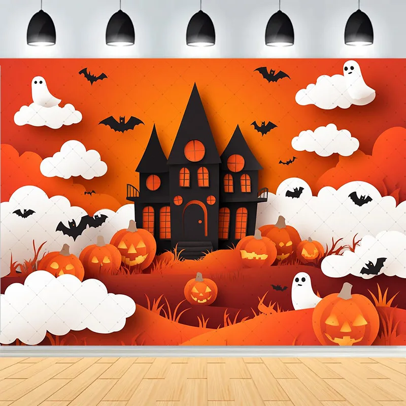 Halloween Day Shadows Photography Background Jack-o-lanterns Ghosts Wander And Spooky Tales Awaken Studio Backdrops BH-04