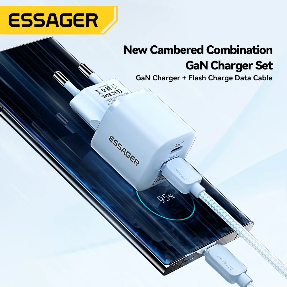 Essager 20W GaN USB Type C شحن سريع لهاتف iPhone 15 14 13 12 Pro Max PD3.0 QC3.0 Type C شاحن هاتف محمول صغير