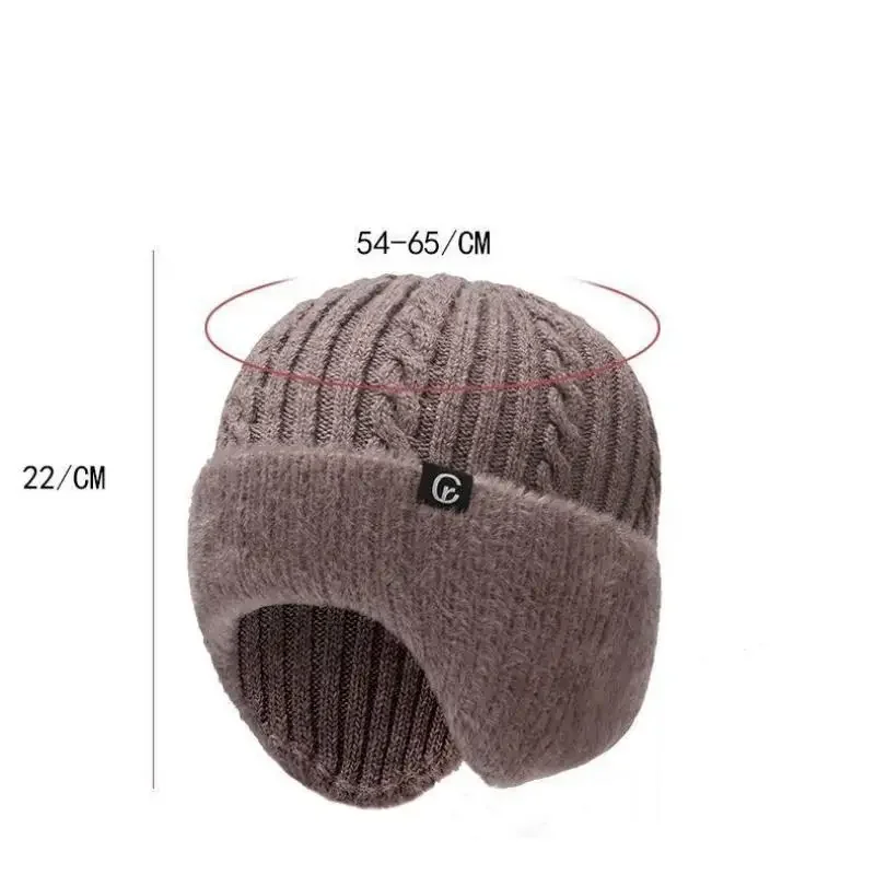 Gestrickte Biker-Mütze für Herren, Warmer Ohrenschutz, Fahrrad-Outdoormütze, Winddichte Kälteschutzmütze für Herbst und Winter, Tägliche Bekleidung für Ältere – Detail 10