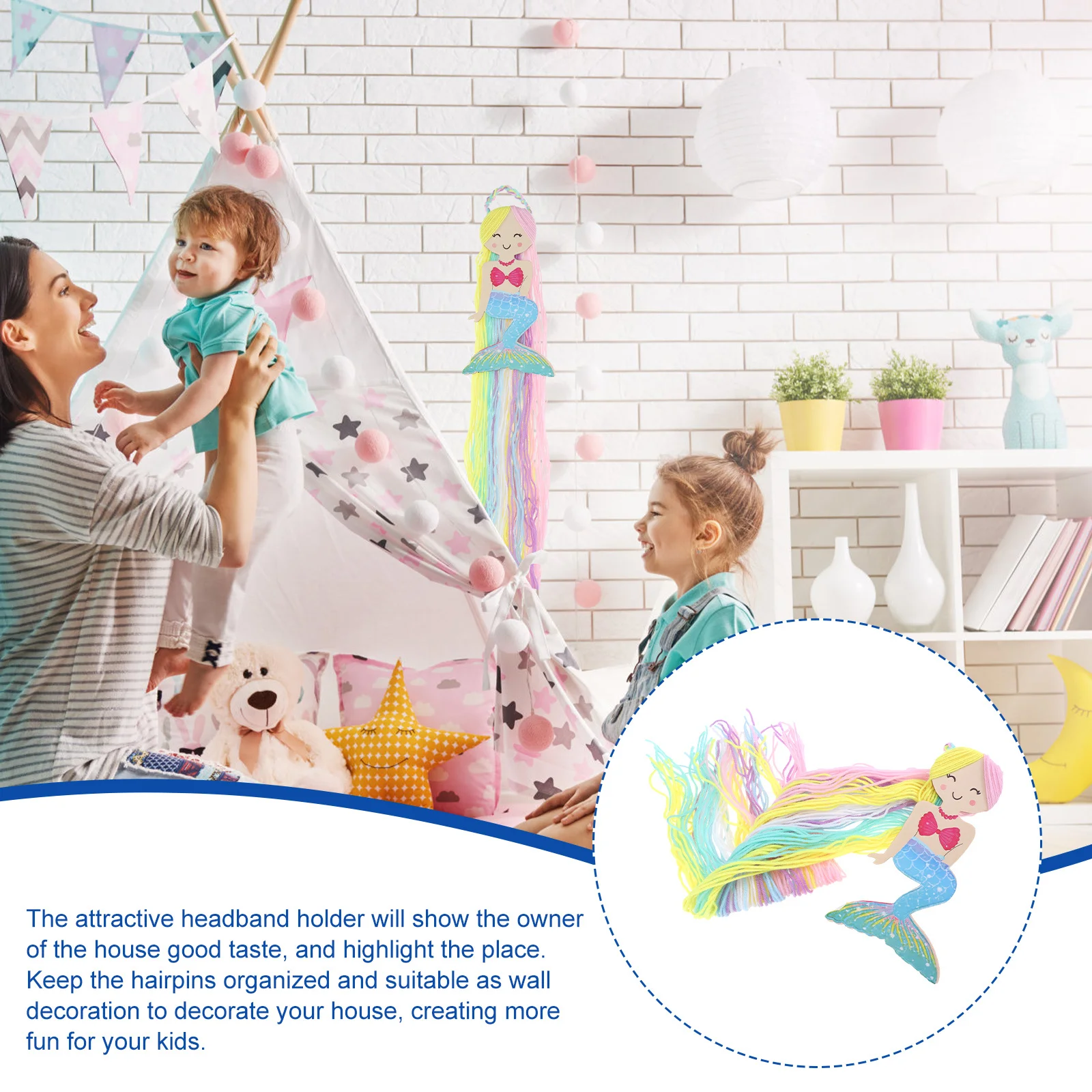 مشبك شعر منظم شرابة جدار ديكور للفتيات غرفة حورية البحر عقال حامل معلق الديكور تخزين قلادة #3