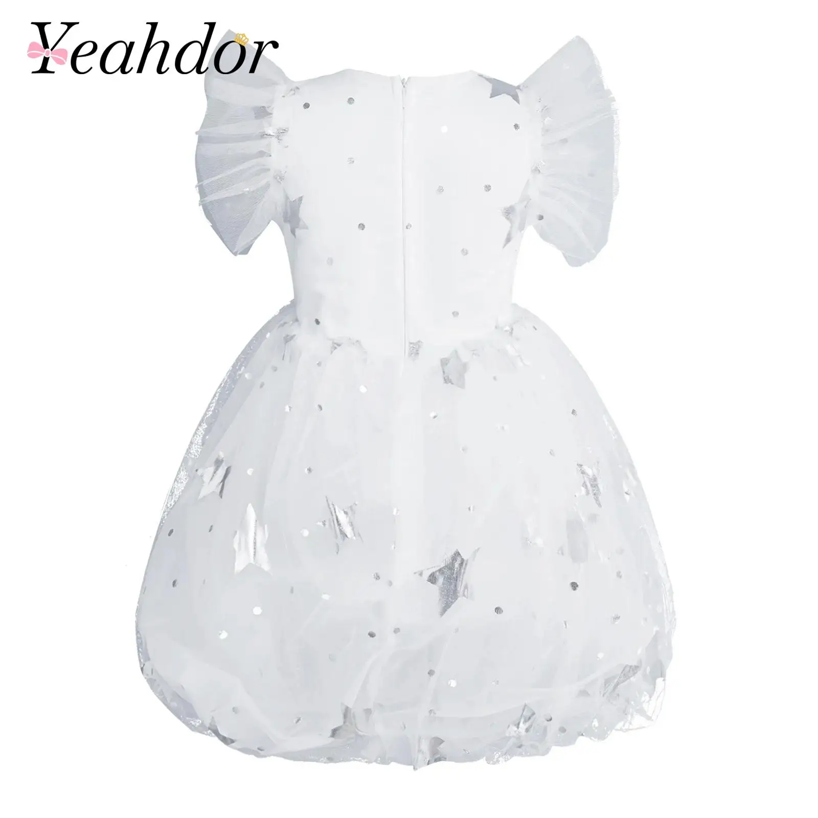Flower Girl Dress Kids Birthday Party Stage Performance Outfit Metallic Star Tulle Tutu Dress Girls Tulle Tutu Princess Dresses