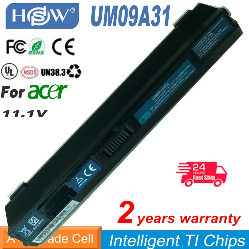 New 6cells laptop battery FOR Aspire one 751 AO751 751H 531h SERIES UM09A31 UM09A41 UM09A71 PAC751HB