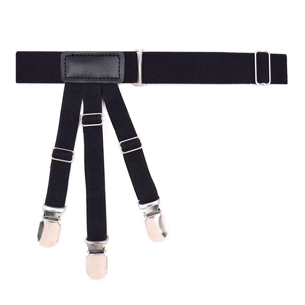 2 قطعة الحمالات قميص قابل للتعديل عدم الانزلاق كليب قميص مرن يبقى للرجال الثنية في حارس السراويل السوداء ملحق الحمالات #2