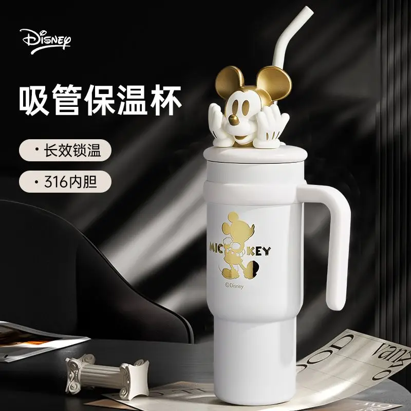 Disney Leuke Cartoon Mickey Mouse Figuur Stro Thermosbeker 900 ml Grote Capaciteit Sportwaterfles voor Meisjes Ijsemmer Cup