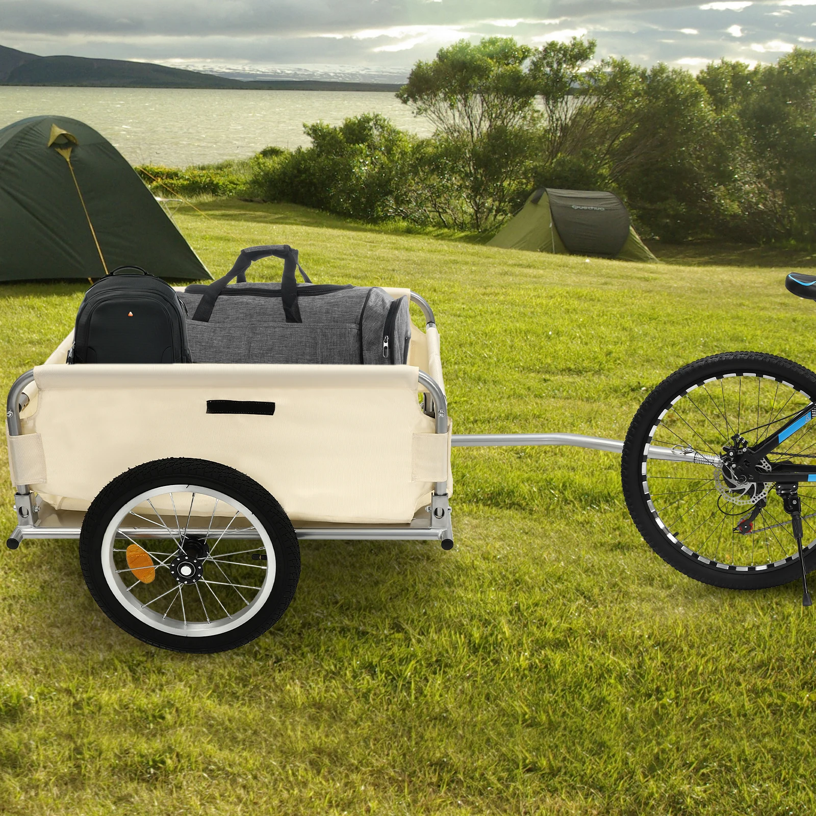 Bicycle Trailer 50 kg Load, Transport Trailer Multiple Whales, Aluminum Utility Cargo Bike Trailer