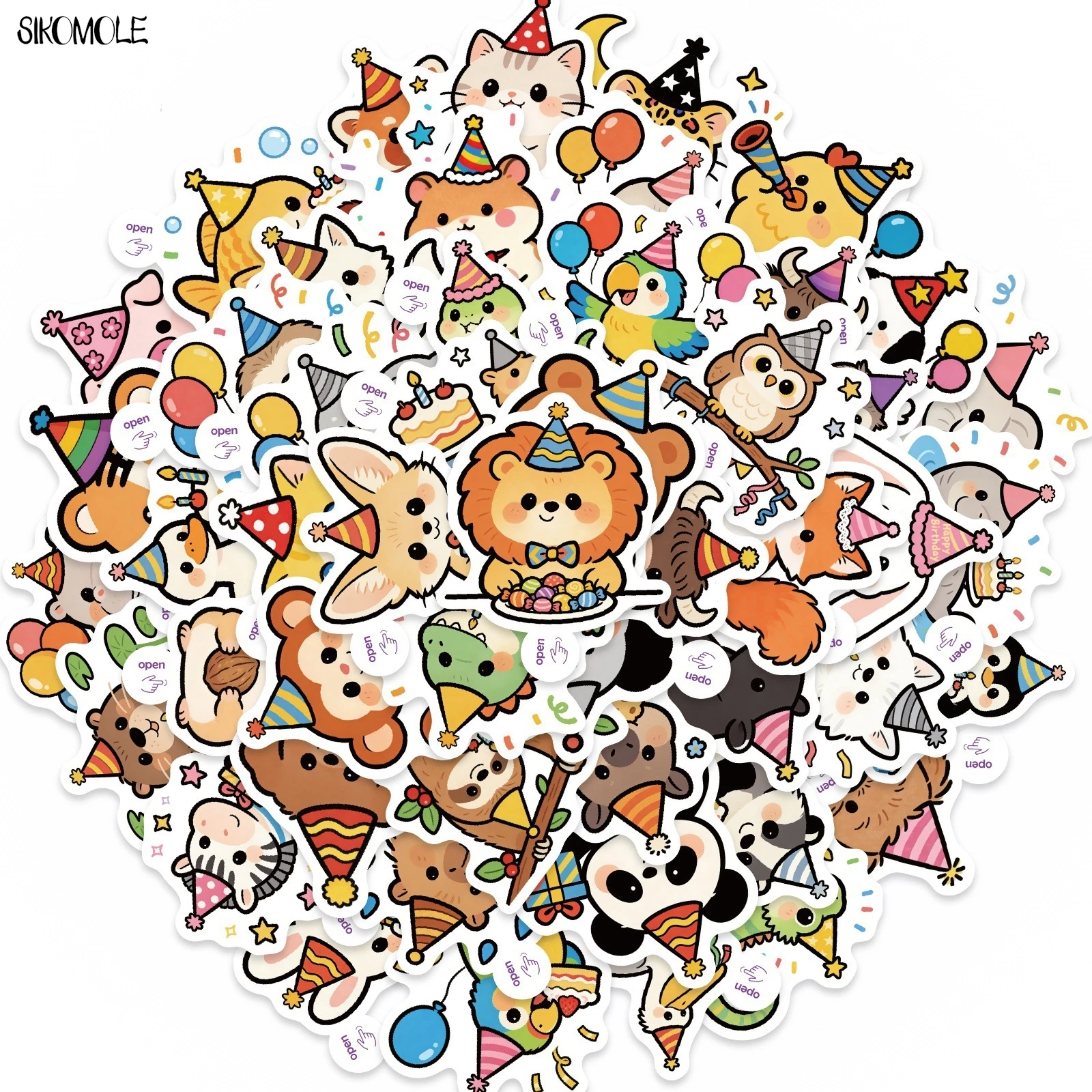 

10/30/50PCS Cute Cartoon Animal Birthday Stickers DIY Kids Gift Handbook Phone Stationary Notebook Decoration Sticker Aesthetic