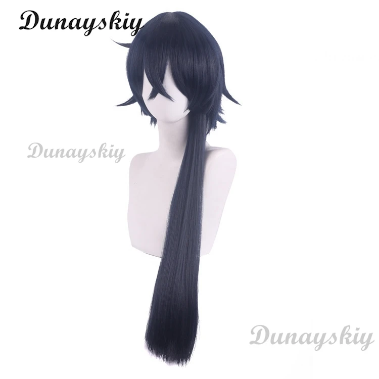 Anime The Case Study of Vanitas Cosplay Wig Vanitas No Karte Dark Blue Hair Earring Ear Clips Heat Resistant Hair Wigs + Wig Cap