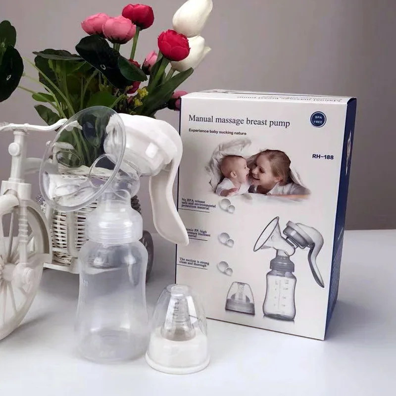 

Breast Pump Baby Pacifier Manual Breast Pump Strong Suction Bottle Feeding Postpartum Breastfeeding Aids for Lactation Support