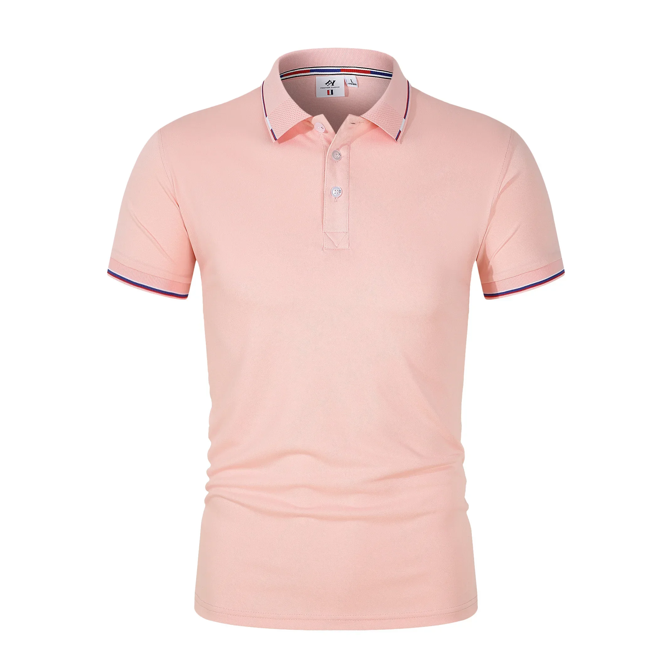 2024 Pink Premium Business Casual High Quality Cotton Summer Slim Fit Top's Men's Polo Shirt Fashion Vintage Short Sleeves