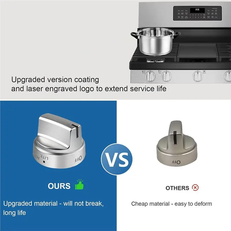 B83B-WB03X24818 Stainless Steel Knob Replacement For GE Gas Range, Fit GE Stove Knobs WB03X24818 4363588 AP5989029 PS11729081