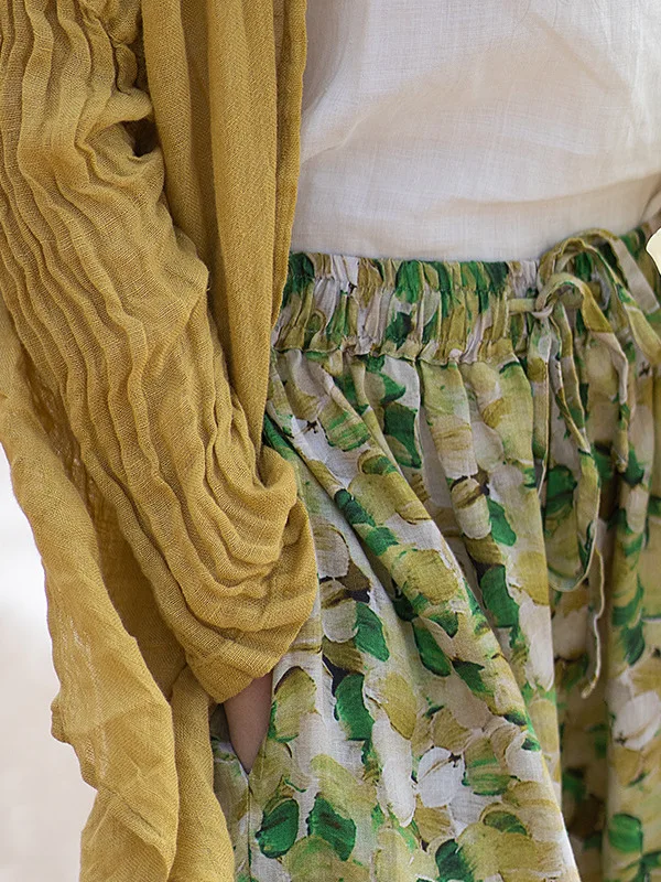 여름 얇은 캐주얼 루즈 와이드 레그 나인 포인트 팬츠 l 허리 통기성 좋은 면 100% 다용도 편안한 레저 트로...