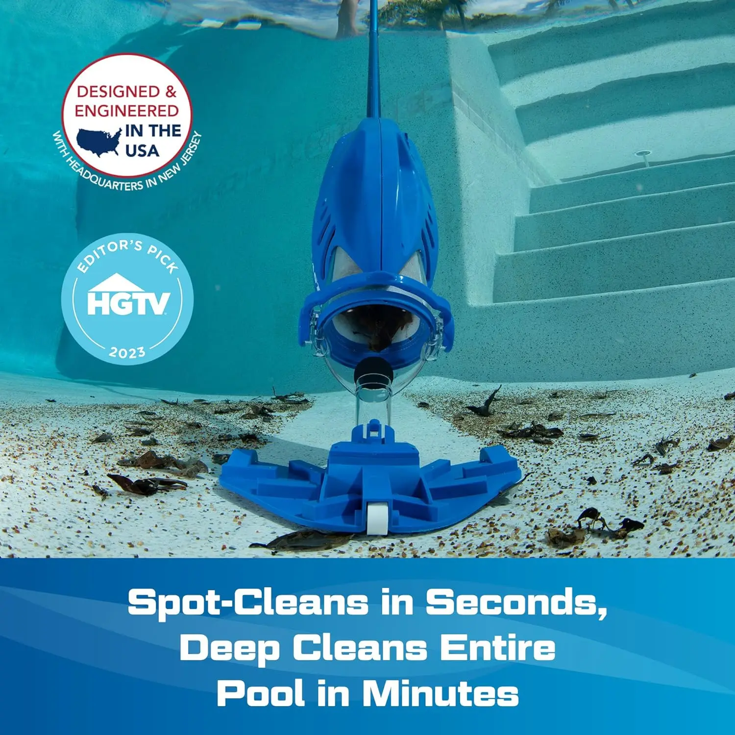 Max Cordless Pool Vacuum for Deep Cleaning & Strong Suction, Handheld Rechargeable Swimming Pool Cleaner