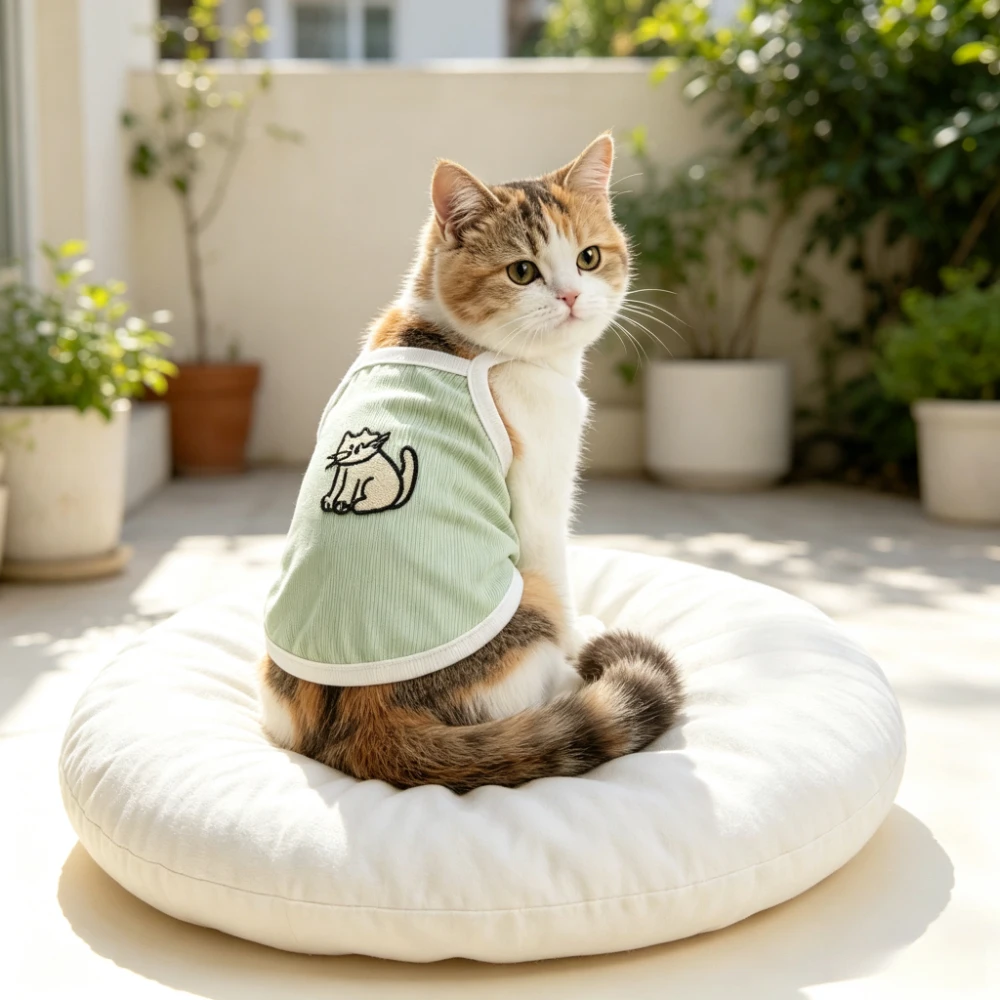 1pc  Knit Decorative Breathable Striped Pet Tank Top， Summer Lightweight Comfortable Daily Wear Pet Clothing  for Dogs and Cats