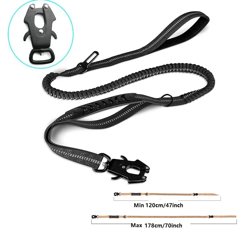 

Поводок для собак без вытягивания, светоотражающие амортизирующие поводки для домашних животных с автомобильным ремнем безопасности для больших собак, сверхпрочный тактический поводок для банджи-собак