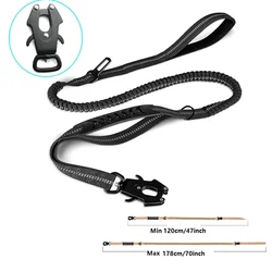No Pull Dog Leash Reflective Shock Absorbing Pet Leashes with Car Seatbelt for Large Dogs Heavy Duty Tactical Bungee Dog Leash