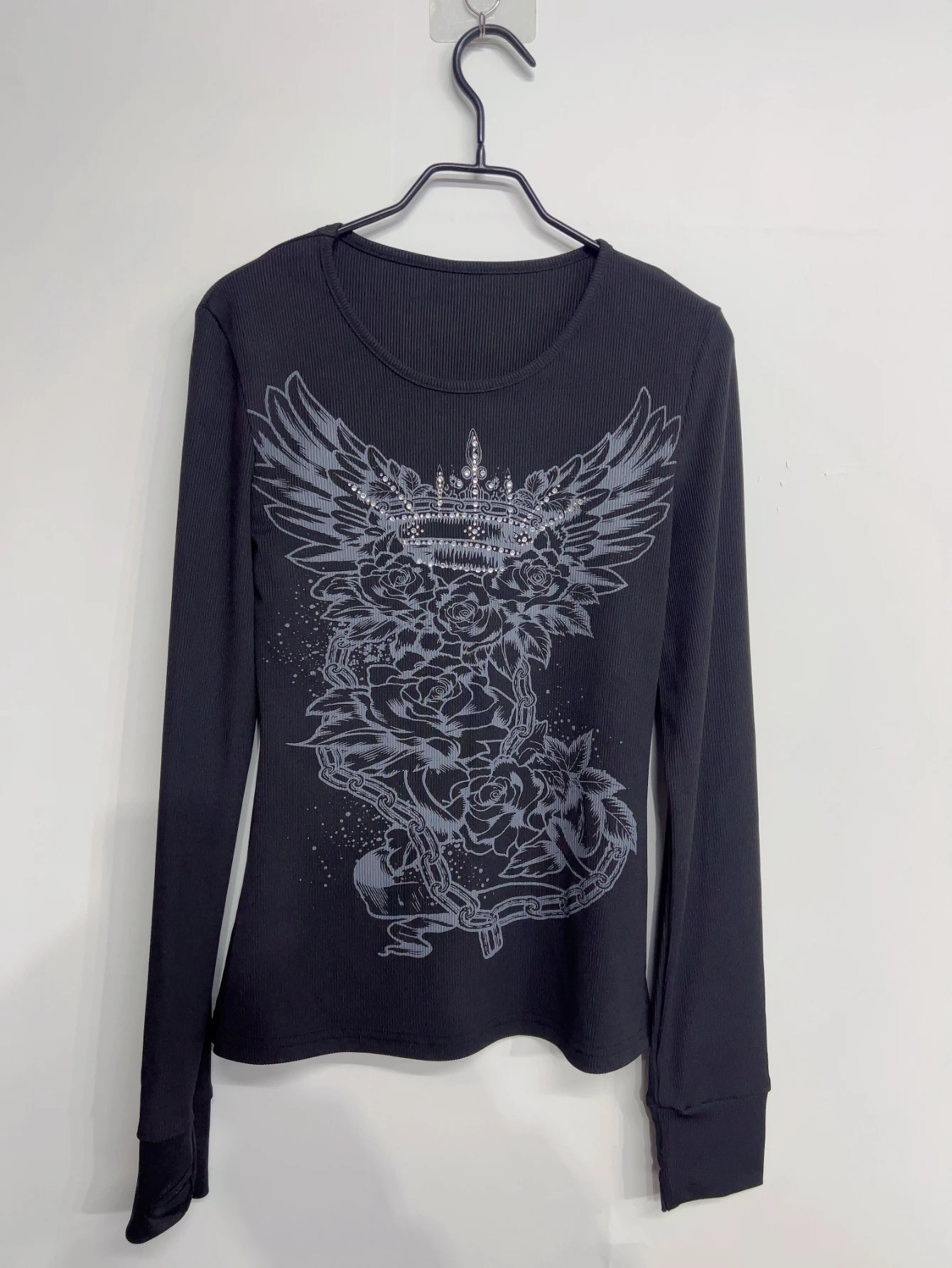 Y2k Emo Damen Streetwear Acubi Fairycore Oberteile Langarm Vintage Ästhetik Spicy T-Shirt Harajuku Goth Grunge 2000er Alt Kleidung – Detail 4