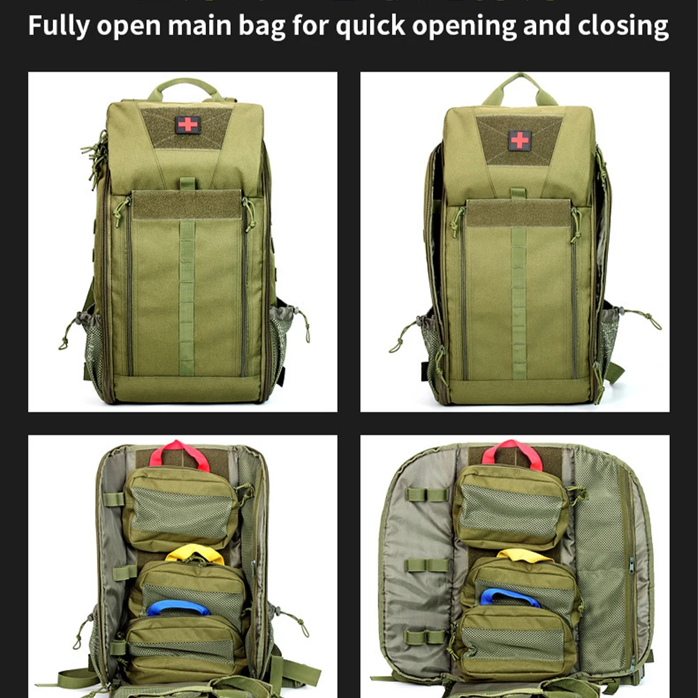 Tactical Outdoor Medical Backpack Multi-functional Modular Emergency Survival First Aid Kit Large Capacity Camping Hiking Bag