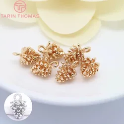 (603) 6PCS 8x12.5MM 24K Champagne Gold Color Plated Brass Small Pinecone Charms High Quality Diy Jewelry Accessories Wholesales