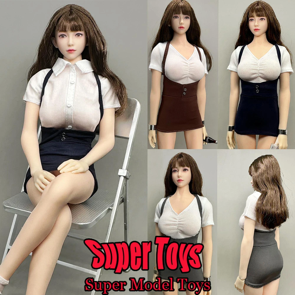 

CJG-062 1/6 Scale Women Soldier Clothes JK Uniform Student Uniform Shirt Strap Skirt For 12-inches Action Figure Model Doll