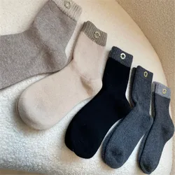 L*P Men And Women 100% Pure Cashmere Warm Socks Winter Thick Mid-Calf Snow Socks Fashionable And Versatile