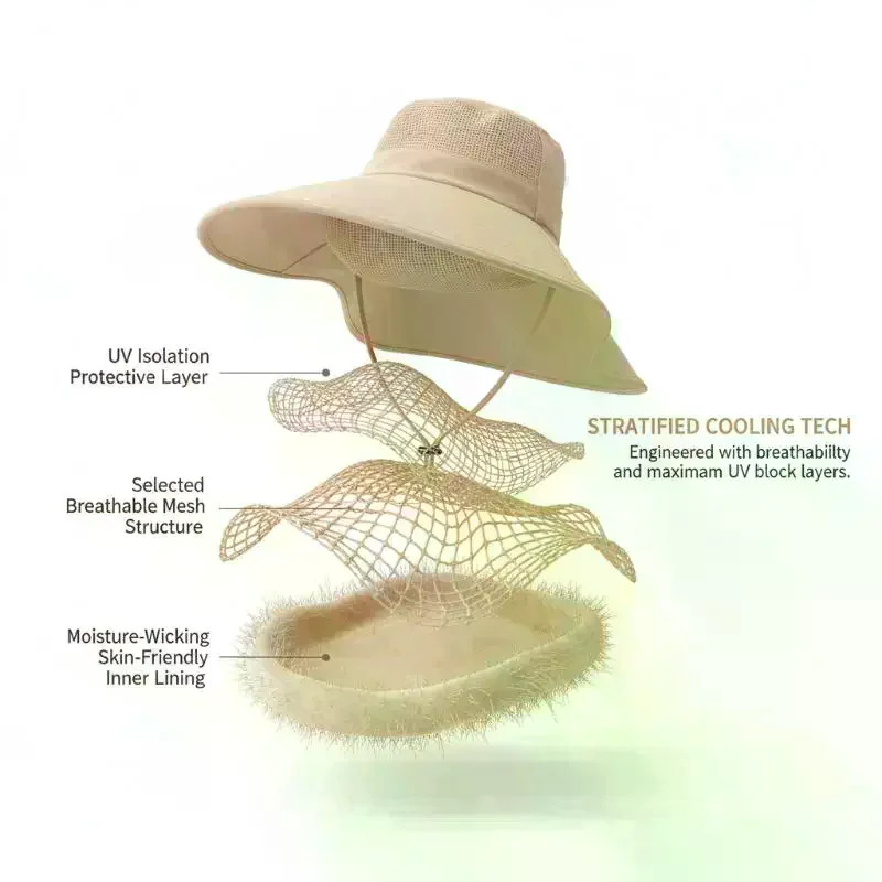 Women Adjustable Neck Flap Sun Hat Wide Brim UPF 50+ UV Protection Breathable Outdoor Travel Beach Cap