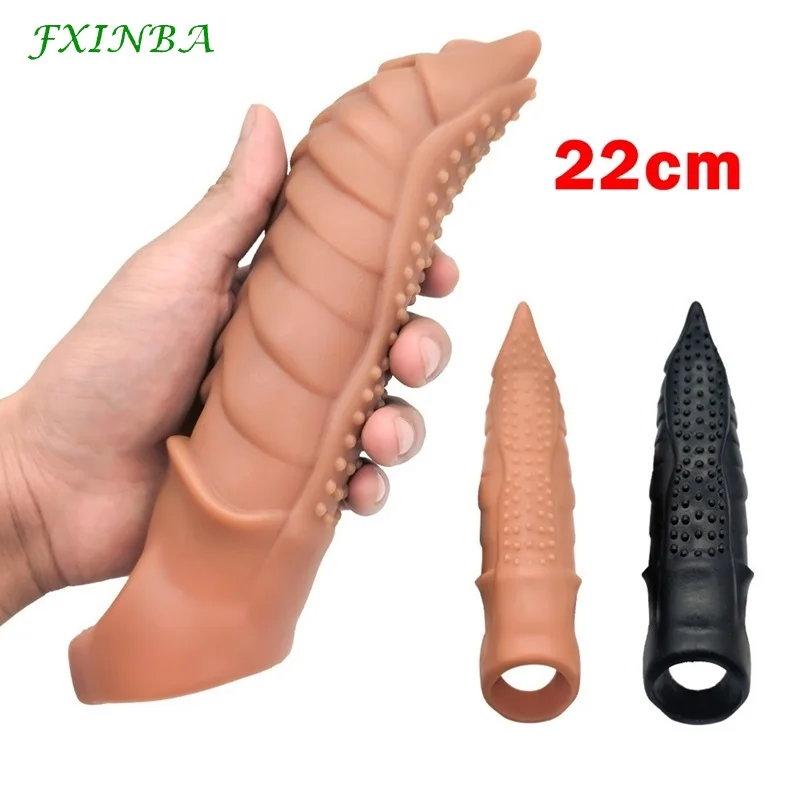 FXINBA 22mm New Penis Extender Sleeve Real Thick Sex Toys For Men Reusable Comdom Delay Large Cock Sleeve Dick Male Enlargers