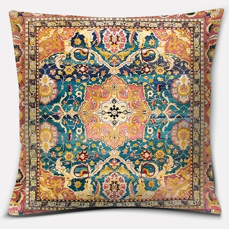 Retro Red and Blue Pattern Series Printed Cushion Cover Home Living Room Sofa Office Decorative Pillow