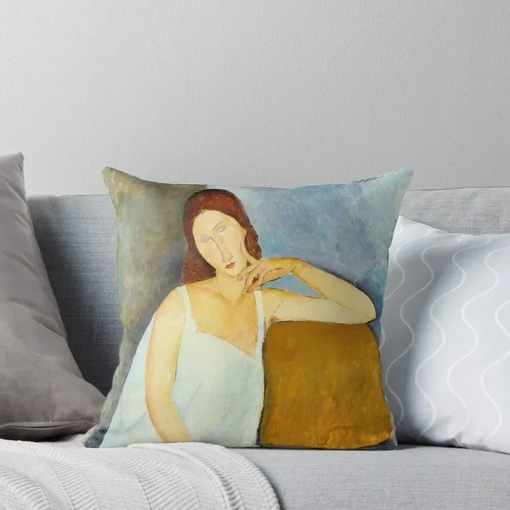 Jeanne Hebuterne by Amedeo Modigliani, 1919 Throw Pillow home decor items Anime Sitting Cushion pillow