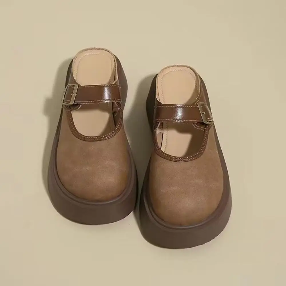 

Elegant PVC Slipper Women Mary Jane Soft Sole Closed Toe Slippers Anti-skid French Style Slides Sandals Ladies