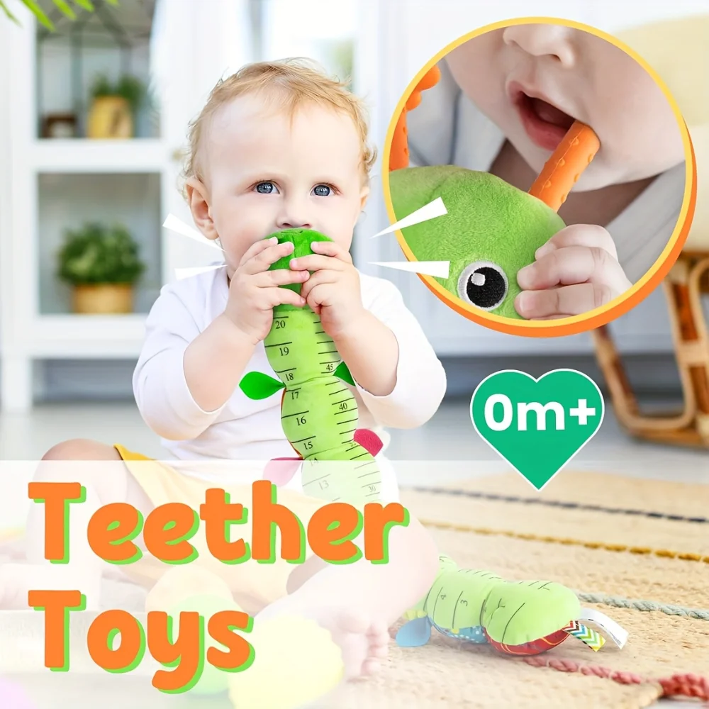 Animal en peluche Musical pour bébé, chenille d'activité, jouets doux, hochet froissé multi-sensoriel et textures, jouets mignons pour le temps du ventre