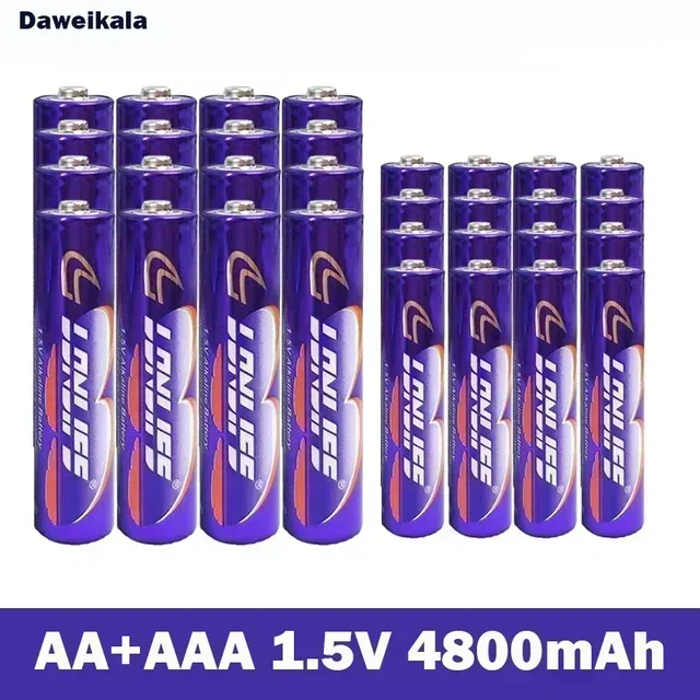 Baterai isi ulang 2024 AA + aa1,5 V baterai isi ulang 4800mah1,5 V baterai Alkaline baru untuk lampu LED mp3