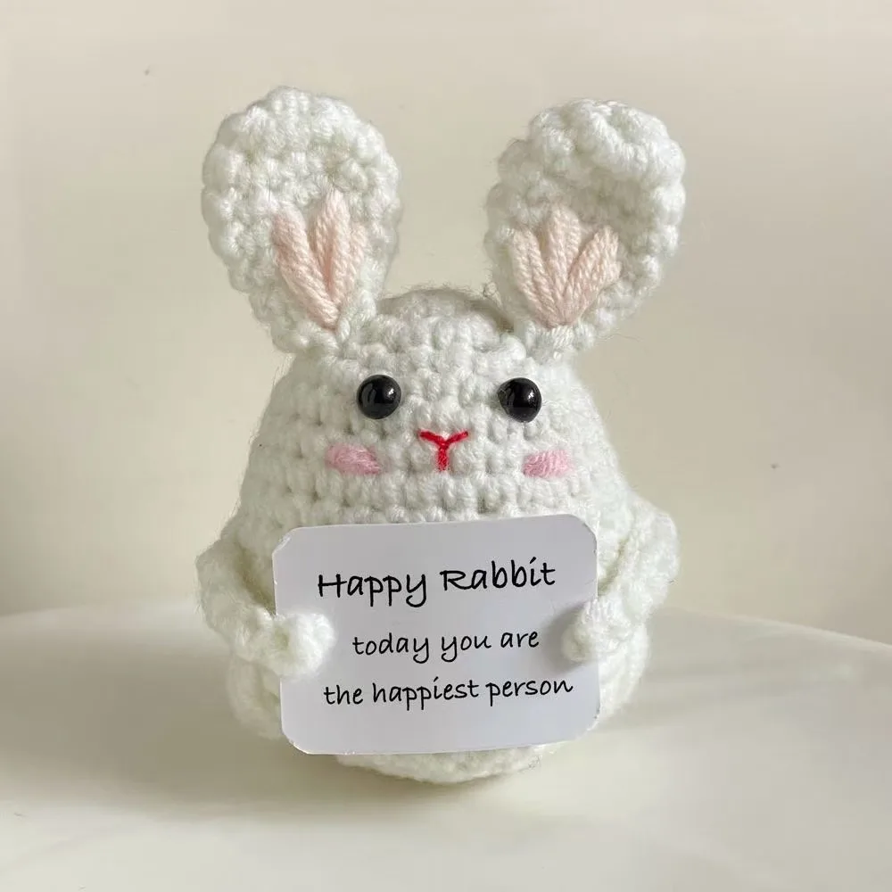 Positive Crochet Animals  Cute Energy Chick Rabbit  Emotional Support Doll Funny Handmade Creative Gift