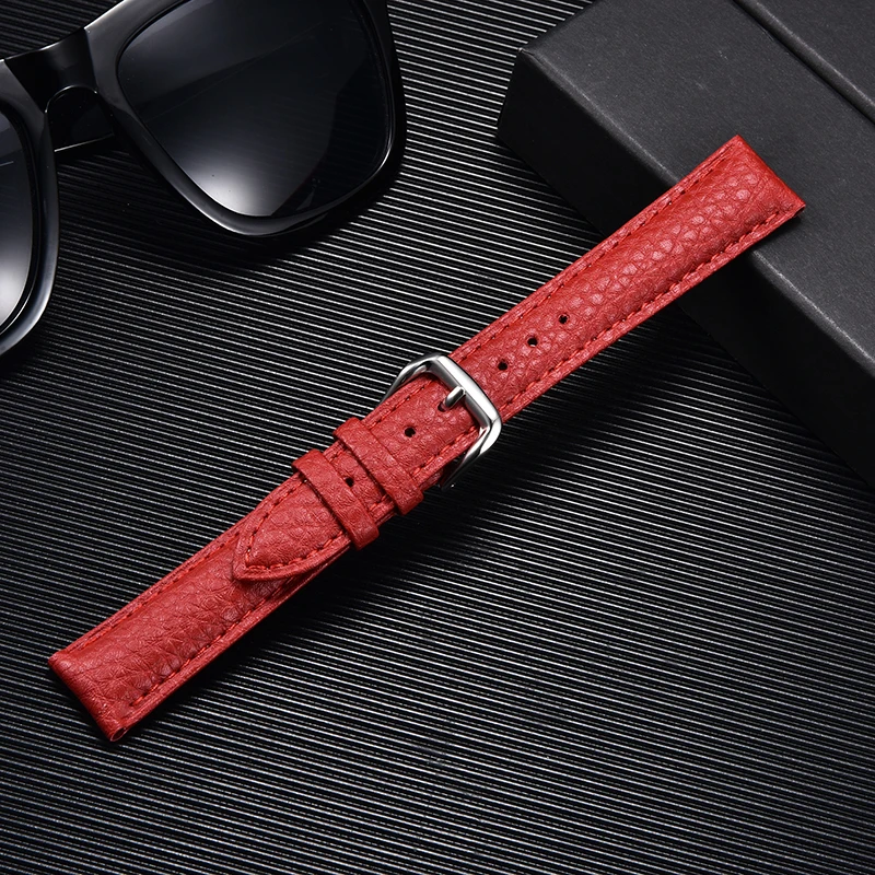 Lychee Pattern Genuine Leather Watch Band 12mm 14mm 16mm 18mm 20mm 22mm Leather Bracelet Leather Watch Strap for Men Women