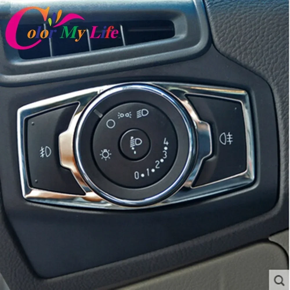 

Stainless Steel Headlight Switch Cover Stickers for Ford Focus 3 MK3 Kuga Escape Mustang 2015 Mondeo Fusion 2013-2016