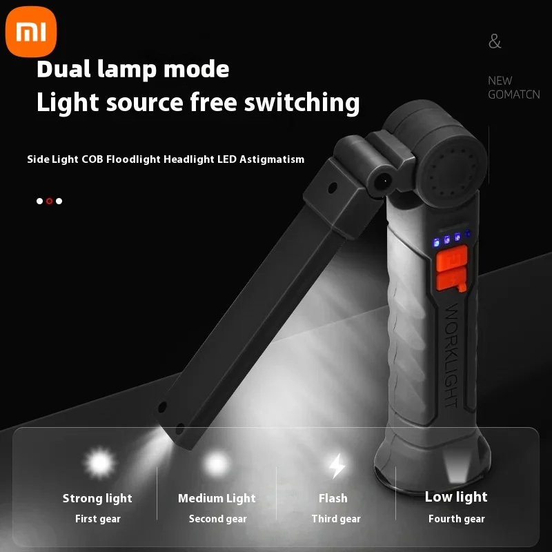 Xiaomi Rechargeable Camping LED Flashlight Work Light with Magnet and Hook IP64 Waterproof 5 Lighting Modes Suitable for Night