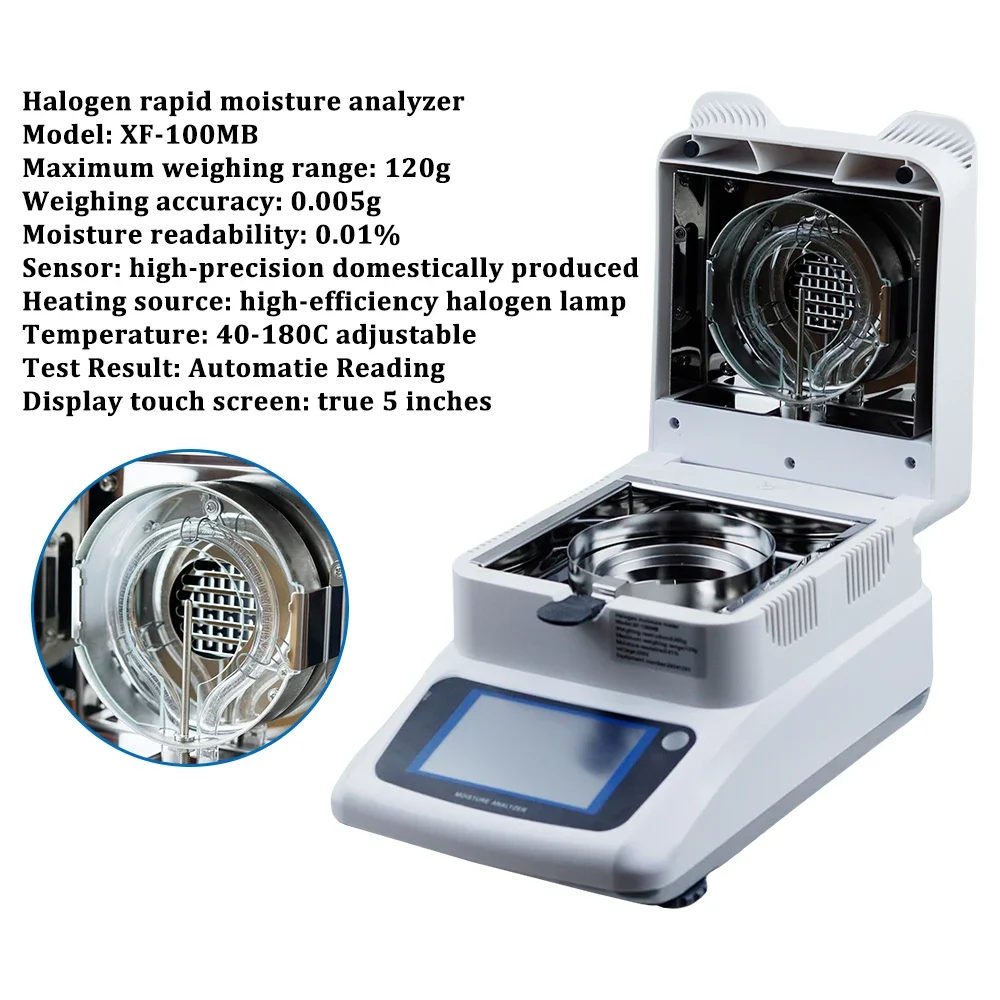 Timing Moisture anlyzer English Balance Meter Readability 0.001g 3 Drying Modes Touch Screen Interface Water Content Test