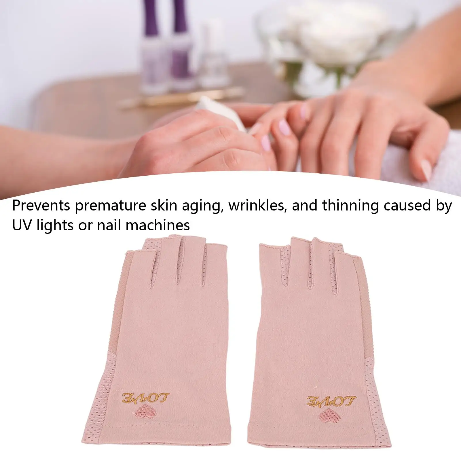 Breathable UV Protection Fingerless Manicure Gloves - Cotton Nail Art Lamp Gloves for home & Salon Use