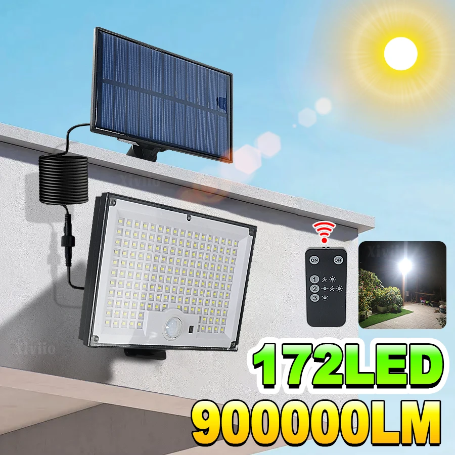 

1Pack Solar Lights Outdoor 172LED Super Bright Waterproof Motion Sensor 3 Modes Split Flood Wall Lamp Security for Garden Garage