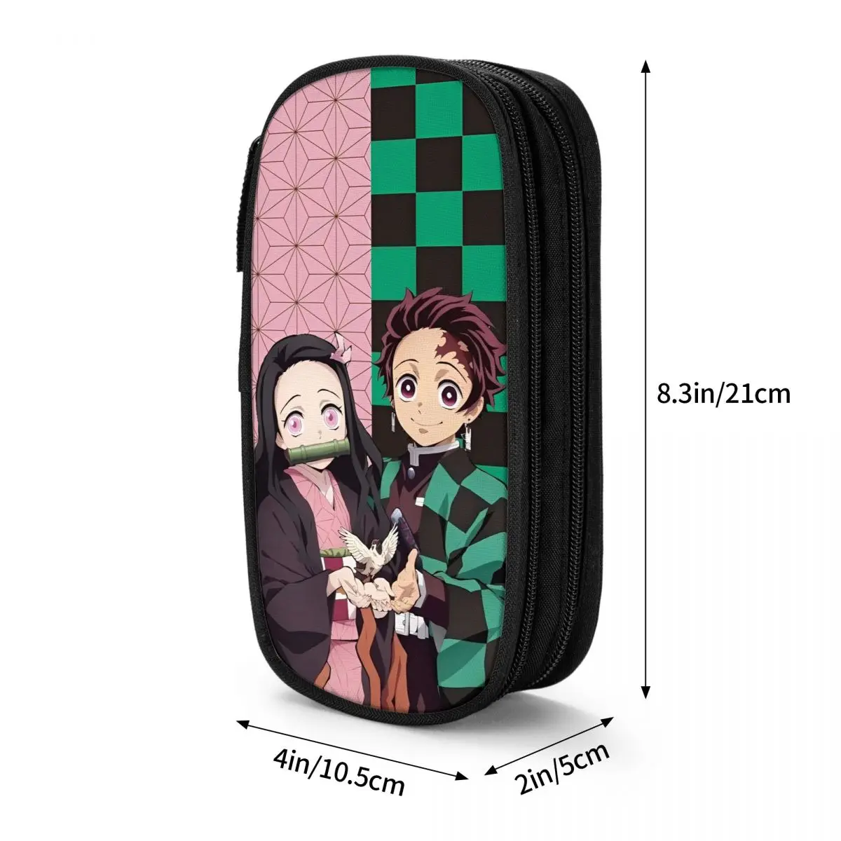 Imagem -06 - Demon Slayer Anime Pencil Case Nezuko Tanjiro Pen Holder Grandes Bolsas de Armazenamento Papelaria Cosmética Escolar Moda