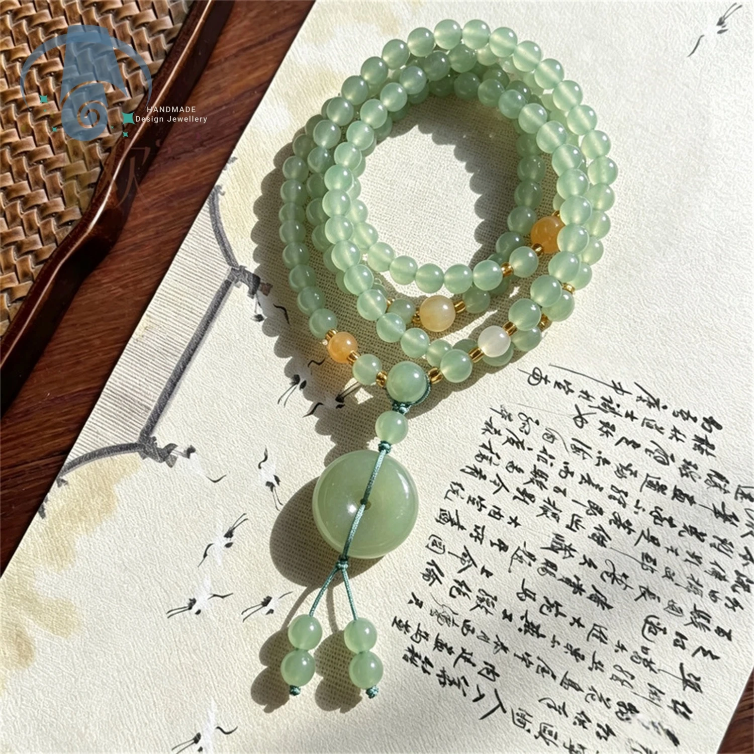 Natural Aventurine Dongling Jade Sweater Chain Necklace Bracelet Multi Layer Minimalist Unisex Daily Wear Party Gift New Jewelry